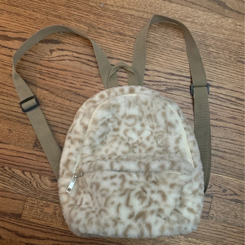 White leopard backpack back pack